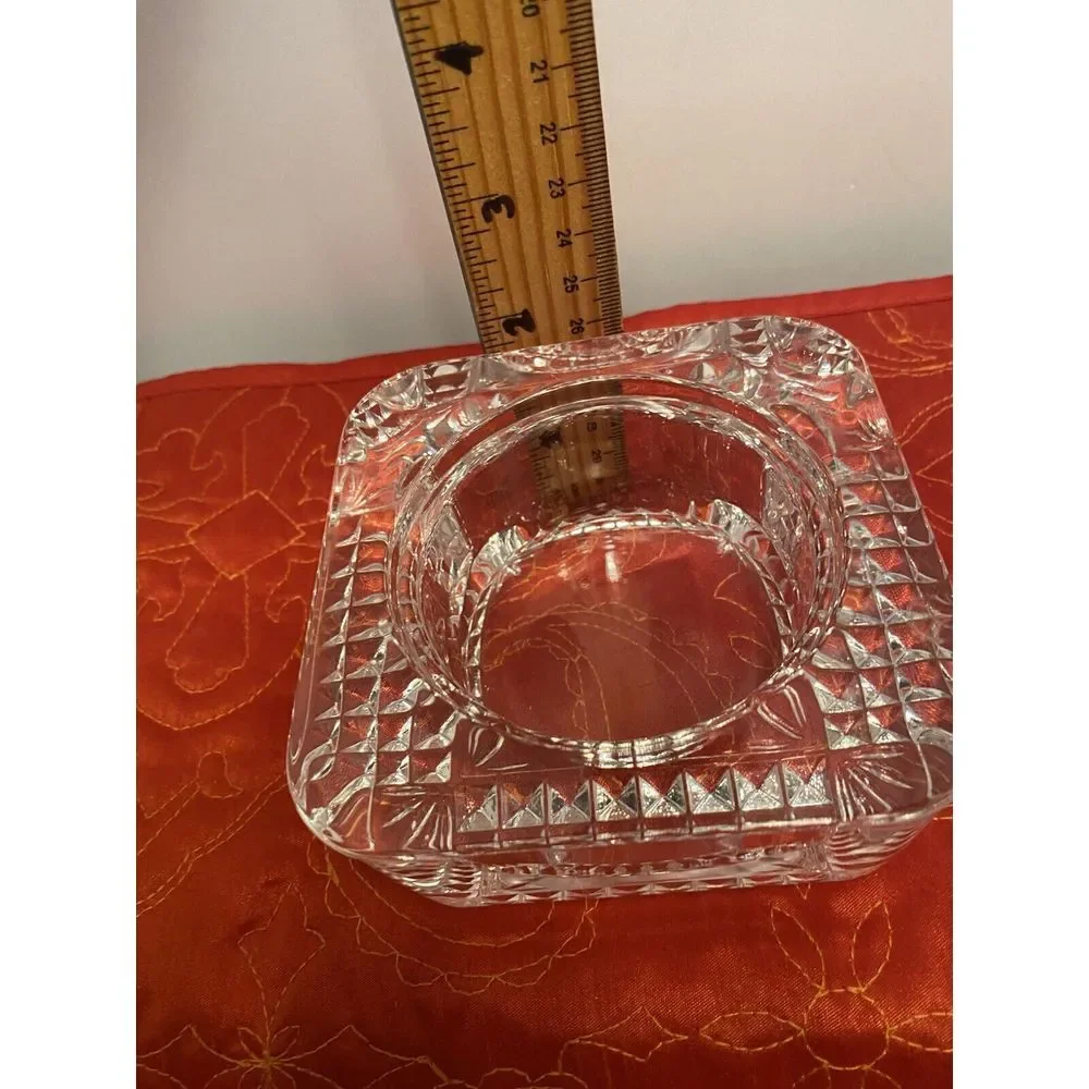 Diamond Cut French Lead Crystal Candle Holder, Pillar Or Tea Lite Made In France